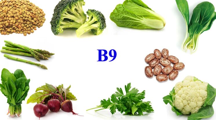 Vitamin B9 in products for strength